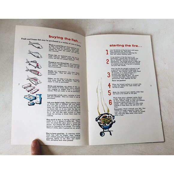 Vintage 1976 Fish Shellfish Recipe Pamphlet Over The Coals Summer Barbecue Beach - Picture 6 of 13